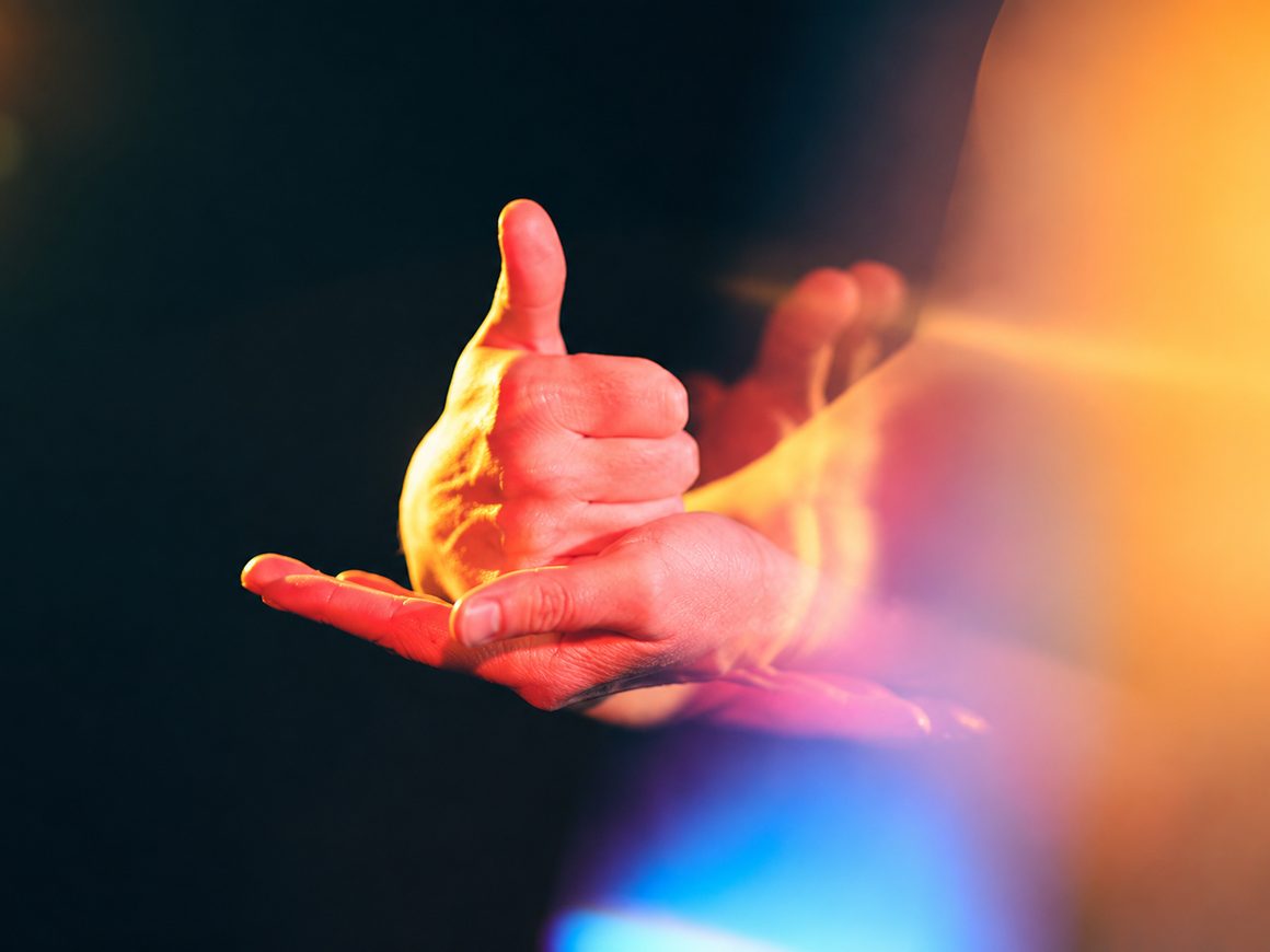 Hand signing in American Sign Language